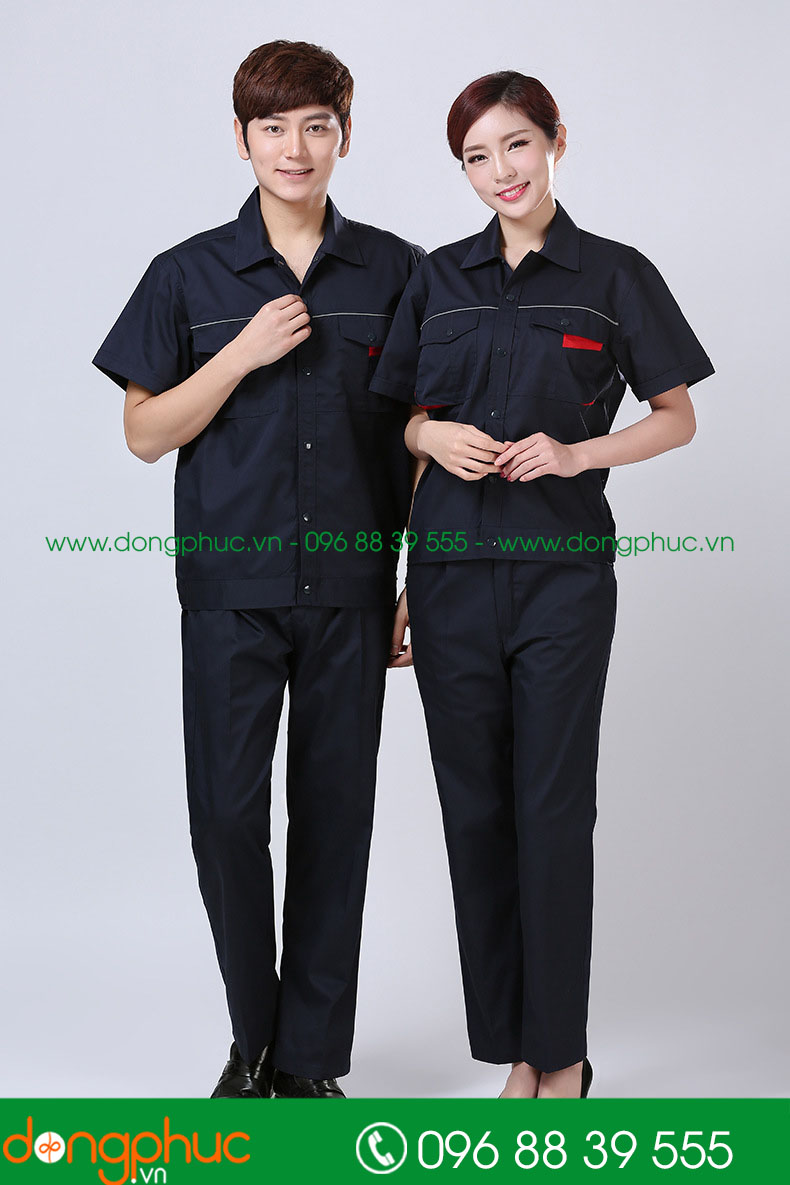 Mẫu bảo hộ màu tím than phối đỏ cộc tay